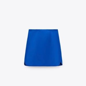 ZARA - Satin effect mini skirt blue size XS